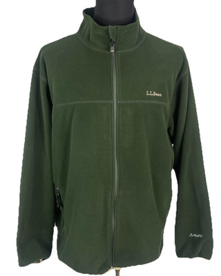 LL Bean Jacket Men XXL Green Polartec Dense Fleece Full Front Zip Pockets