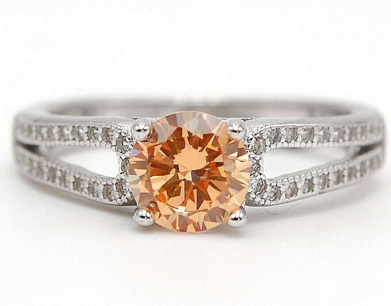 1CT  Padparadscha 925 Sterling Silver Ring Sz 6 U4-5
