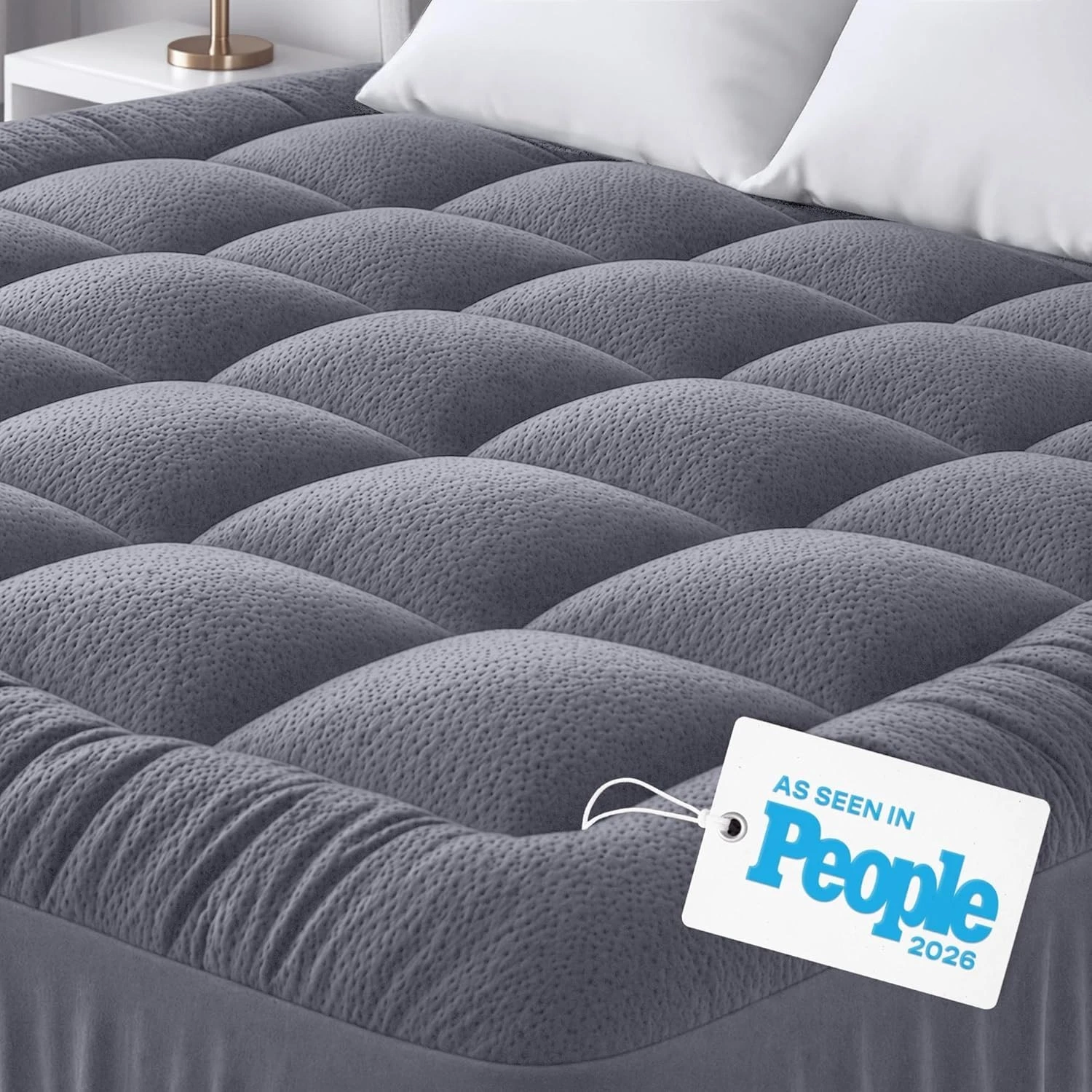 Niagara Sleep Solution Cal King Mattress Topper Cotton Gray