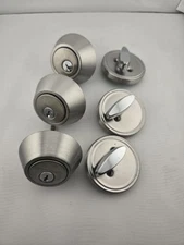 3PK Defiant Single Cylinder Satin Stainless Steel Deadbolt US32D 
