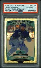 2019-20 O-Pee-Chee Platinum #R-QH Quinn Hughes Rookie Autos Golden Treasures 1/1