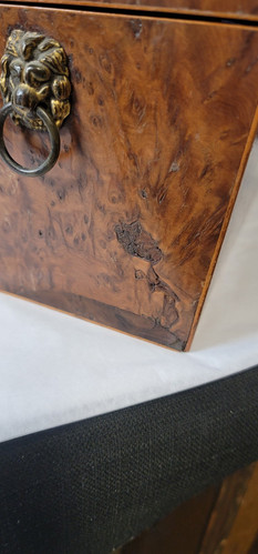 Antique Burl Wood English Tea Caddy Box - Picture 8 of 18