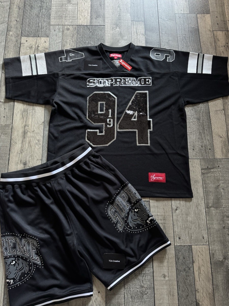 シャツ L Supreme Sequin Football Jersey Black Supreme Sequin Football Jersey Black Men's - FW25 - US