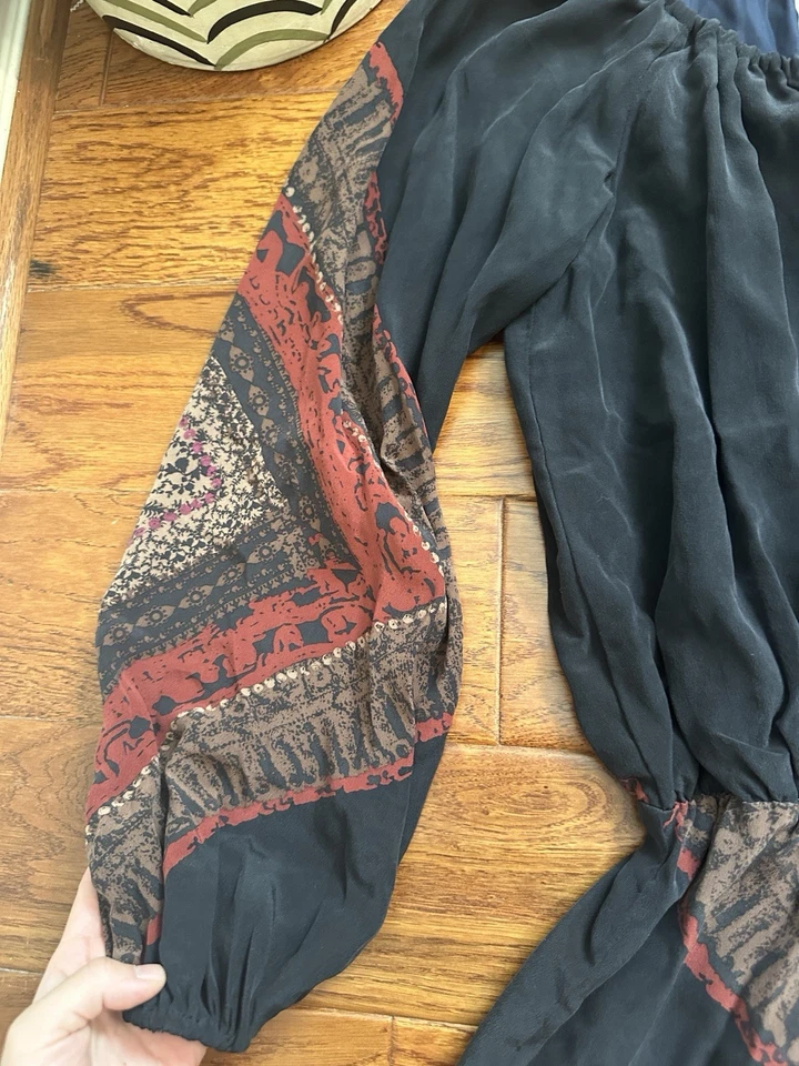 Violante Stone Cold Fox Phoenix Jumper tamanho M/L 100% seda varejo $305 - Imagem 2 de 4