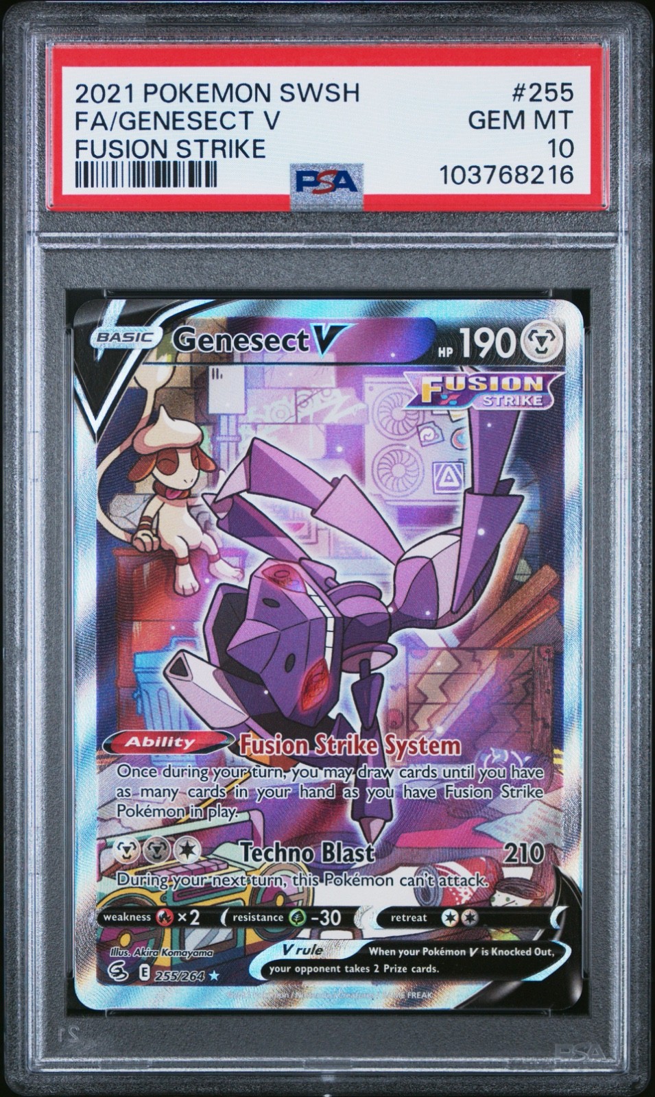 2021 POKEMON SWORD & SHIELD FUSION STRIKE #255 FULL ART/GENESECT V PSA 10