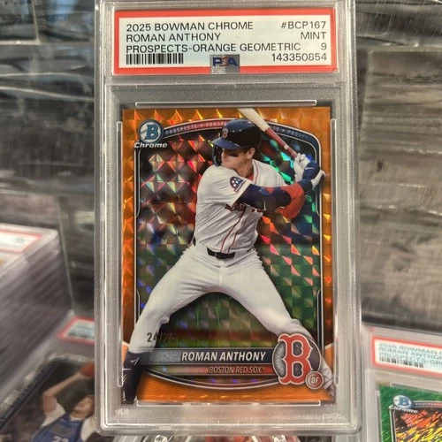 2025 Bowman Chrome Roman Anthony Orange Geometric Refractor #24/25 PSA9