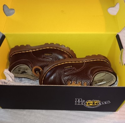 Dr. Martens 6378 Boys Brown Leather Oxford Shoes Slip Resistant Comfort Size 6