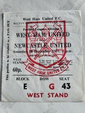 West Ham Utd v Newcastle Utd Match Ticket  18th December 1971