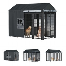 Outdoor Dog Kennel Cover, 8'Dx4'Wx6'H, Full Coverage Black 8'D x 4'W x 6'H