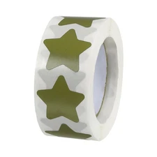 1 Roll Star Stickers 1 Inch DIY Adhesive PVC Label 500 Count/Roll Olive Green