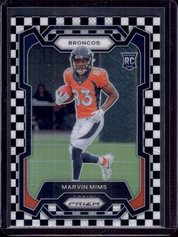 MARVIN MIMS 2023 Panini Prizm #327 Black & White Checker Prizms Rookie SP RC