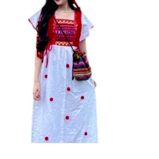 Dress Thai Hill Karen Women Cotton Handmade Tribe Outfit Hippie Hand Multi-Color