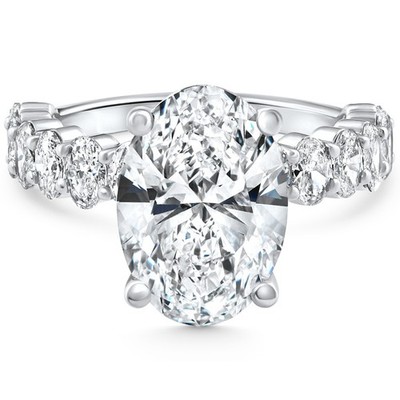 Zertifizierter ovaler 6 kt I/VS2-Diamant Verlobung 14 kt Weißgold im Labor gezüchtet