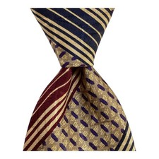 XMI Men's 100 Silk Necktie USA Designer Geometric STRIPED Multi-Colored EUC