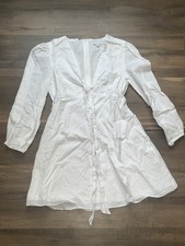 Women s Gianni Bini 8 White Long Balloon Sleeve Annabell Bow Front Mini Dress
