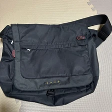 TUMI Black Nylon Shoulder Bag 1x Use with Red Interior, Multiple Pockets