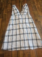 Urban Outfitters MINI DRESS Small NEW/NWT Plaid Sleeveless LINEN BLND Adjustable