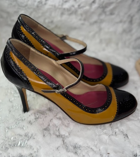 Kate Spade New York Size 9M Made In Italy Black Tan Mary Jane Pump Heels - Picture 4 of 16