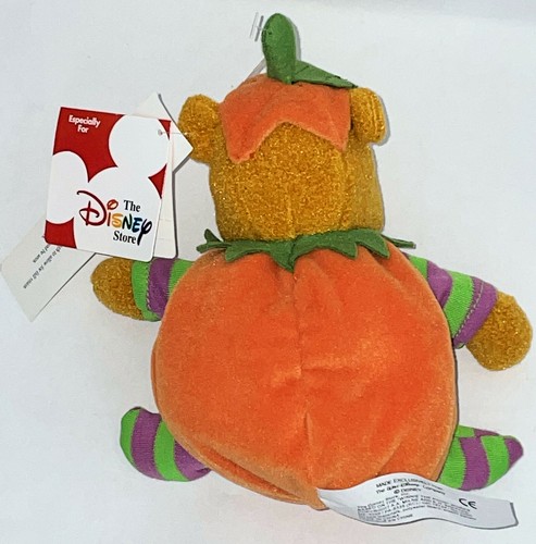 8" Winnie-the-Pooh Bear Halloween Pumpkin Costume Bean Bag Plush Disney Store - Picture 4 of 4