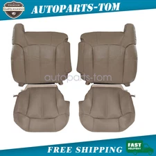 4PCS For 99-02 Chevy Silverado Driver Passenger Bottom & Top Leather Seat Cover