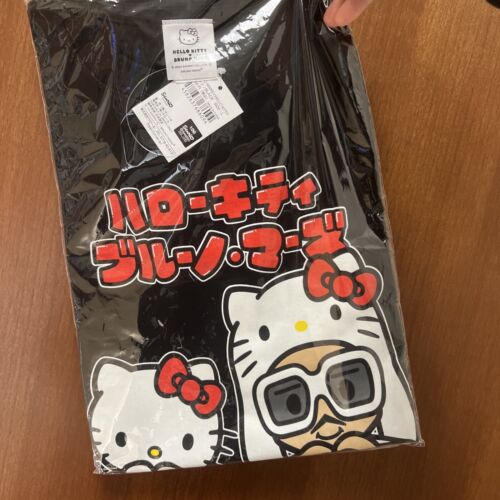 Sanrio Japan Bruno Mars x Hello Kitty Black T-shirt Large Size Trinket Plush