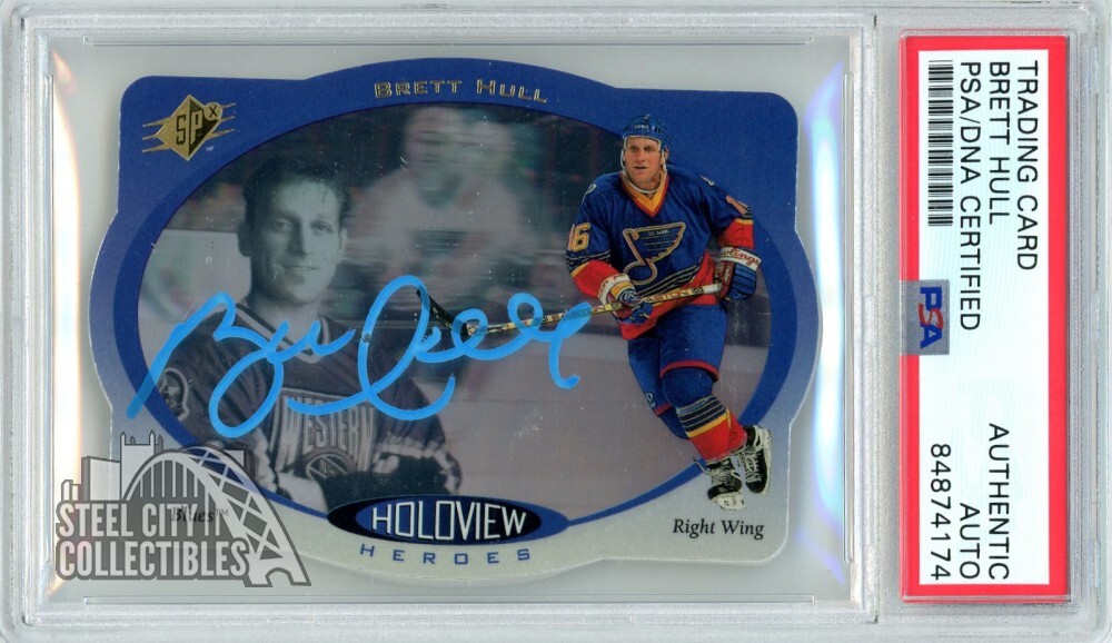 Brett Hull 1996-97 Upper Deck SPX Autograph Card #HH8 PSA/DNA (Light Blue)