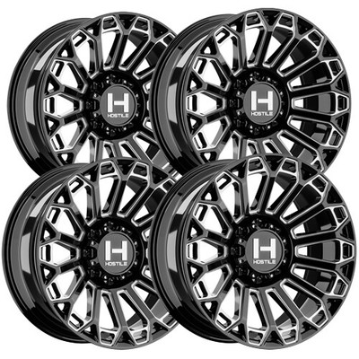 (Set of 4) Hostile H142 Warrior 22x10 8x180 -25mm Black/Milled Wheels Rims
