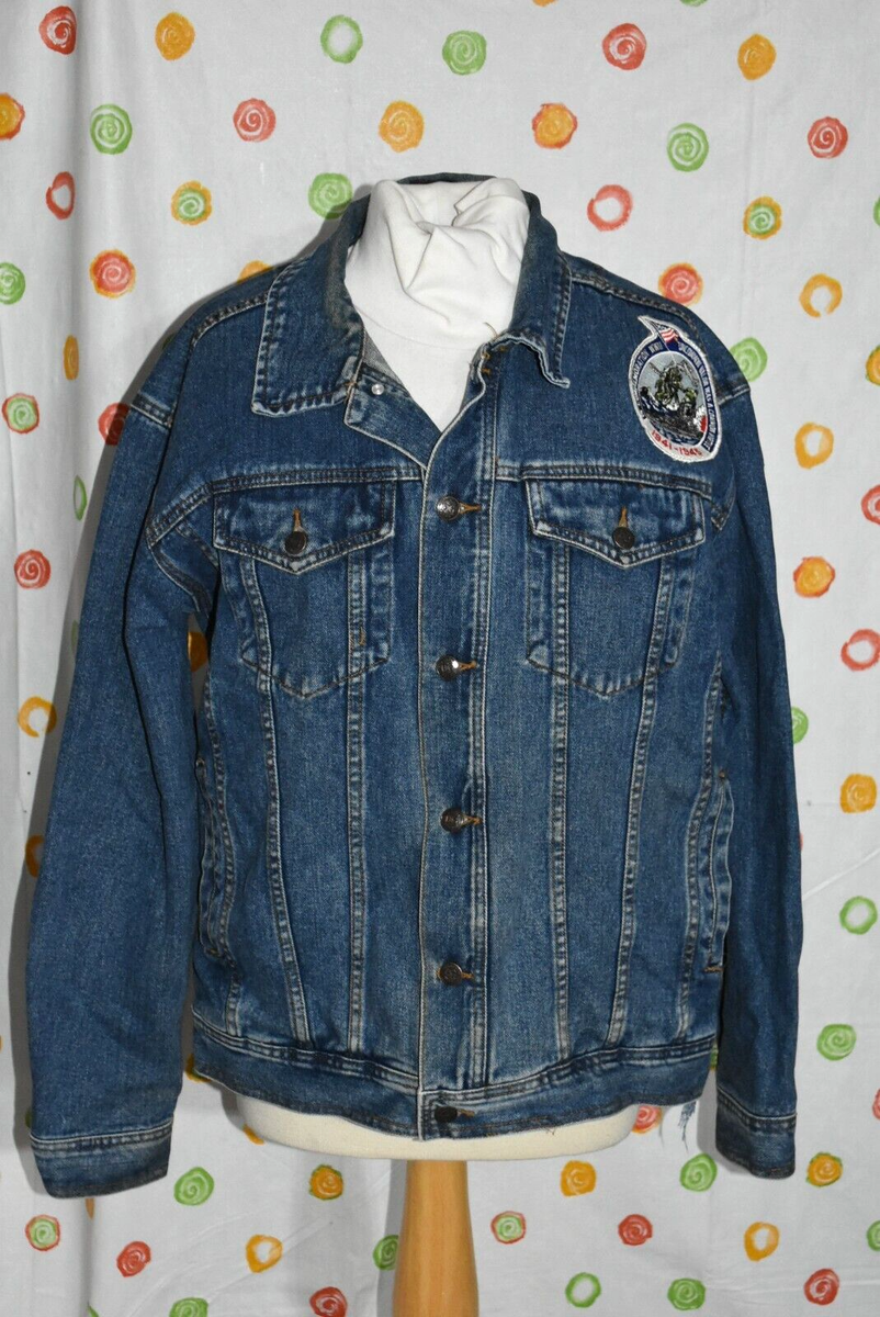 Vintage 1980's DG MEN`S L BLUE DENIM JEAN JACKET & 1941-1945 WWII