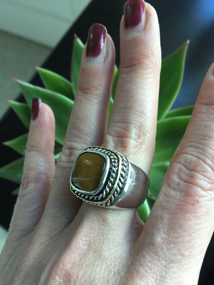 NUEVO ANILLO OJO DE TIGRE "inspirado en el diseñador" con detalle de cuerda de cable talla 7 precioso Foto 3 de 4