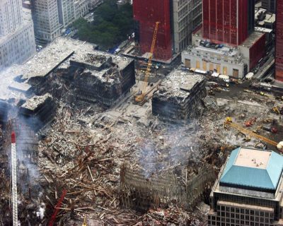 WORLD TRADE CENTER DESTRUCTION AERIAL VIEW 9/11 11x14 GLOSSY PHOTO ...