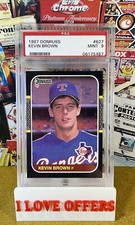 1987 DONRUSS KEVIN BROWN ROOKIE BLACK BORDER PSA 9 NR MINT RANGERS C STORE READ