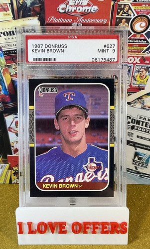 1987 DONRUSS KEVIN BROWN ROOKIE BLACK BORDER PSA 9 NR MINT RANGERS C STORE READ