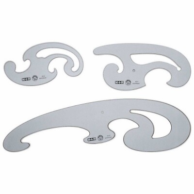 M+R Burmester Kurvenlineal Set 3-teilig rauch-transparent