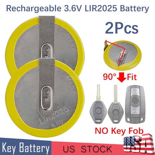 Lot De 2 Boîtiers Clé BMW Série 1/3/5/6/X1/X5 + 2 Piles LIR2025 – Coque Télécommande Noire ABS Premium