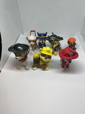 Lot of 7 Paw Patrol 2 -3  plastic Dog figures Marshall  Chief