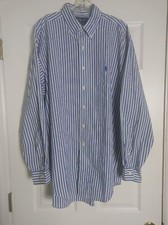 RALPH LAUREN MEN'S LONG SLEEVE BLUE STRIPED BUTTON DOWN SHIRT 16 1/2 - 34/35