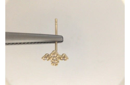 14k Gold Yellow cross Stud Earrings 6 Diamond & 14k Tash Ef g Yellow - Picture 6 of 11