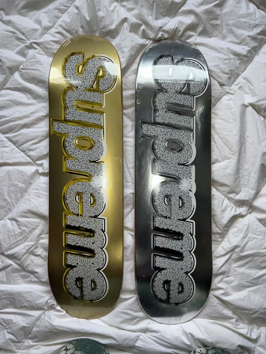 Supreme 2012 and 2022 Bling Box Logo, and 2013 Flag Skateboard Deck Sets