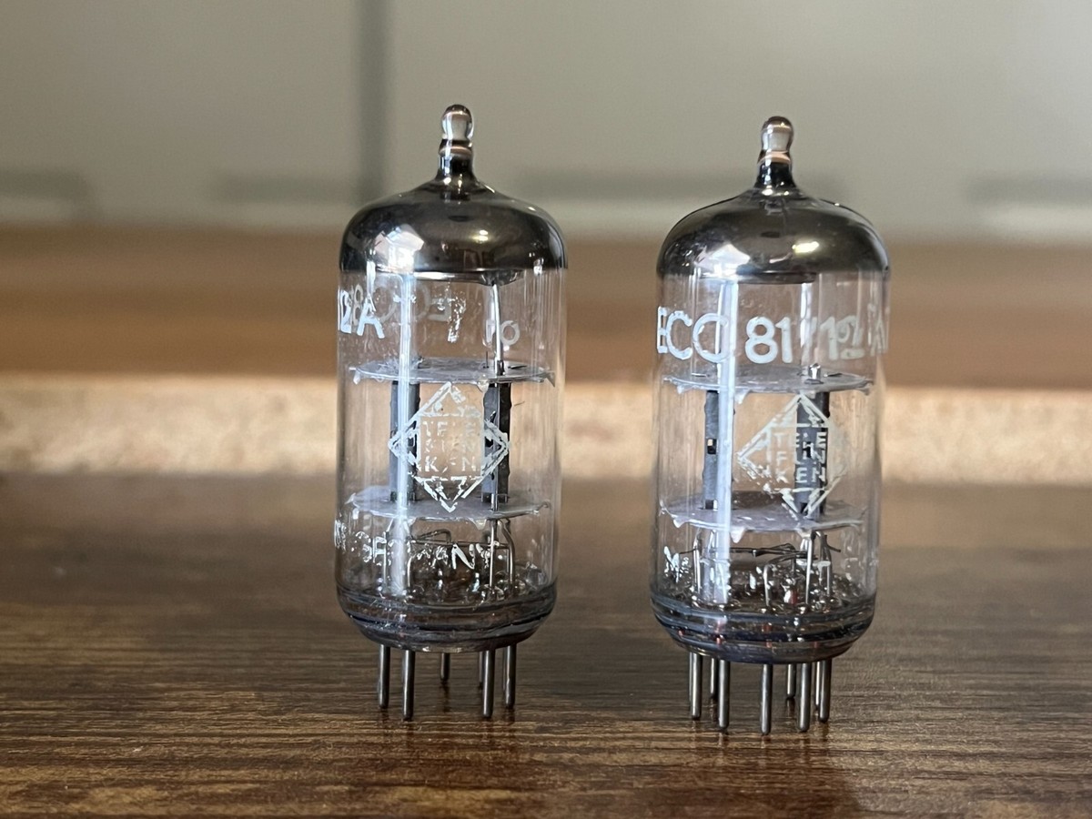 Pair of vintage Telefunken ECC81/12AT7 vacuum tube Made in West