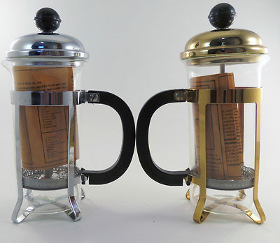 French Press Coffee Tea Maker 350cc 3 cup 12 oz. Silver OR Gold # T217 NOS