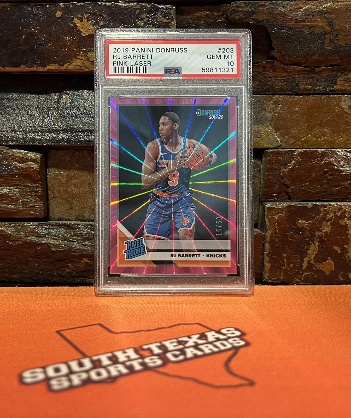 2019-20 Donruss RJ Barrett Pink Laser /50 #203 PSA 10 SP Rookie POP 3 RC Knicks