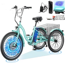 MOONCOOL 24 inch Trike Electric Bike, 350W Peak 700W Motor Trike Ebike 15.5 MPH