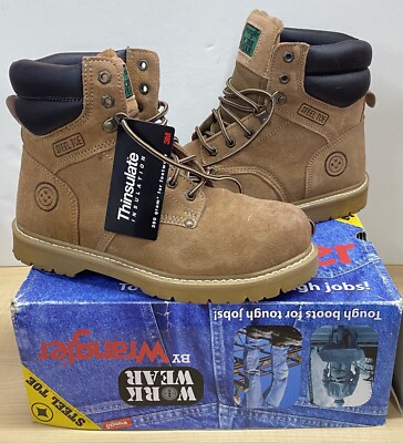 Wrangler Work Wear Men's Steel Toe Boots Size 10W Leather Upper