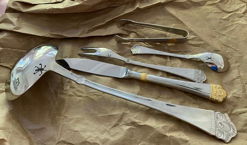 WIRTHS Germany Solingen WIF20 GOLD Stainless Steel Chrome LADLE Sugar Cube Knife - Picture 2 of 6
