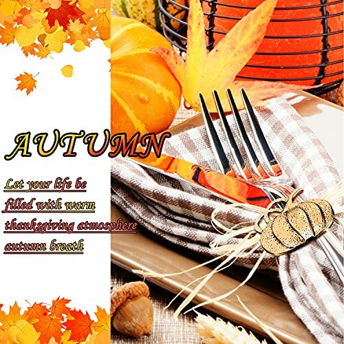 12 Pieces Thanksgiving Fall Napkin Rings Set, Include 6 Pieces Pumpkin Retro - Bild 6 von 7