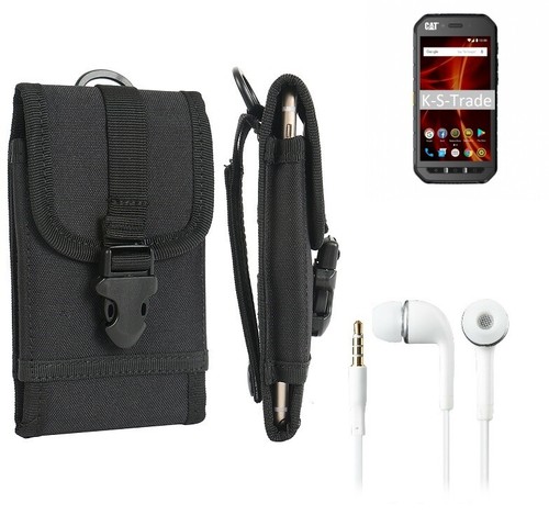 Set Custodia Marsupio Per Cat S41 Dual-SIM Con Cuffie Incluse - Fondina Da Cintura Resistente - Colore Nero