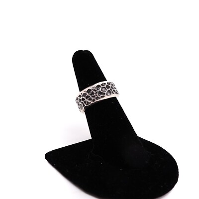 King Baby Studio Square Hammered Texture Band Ring USA .925 Silver Size 7