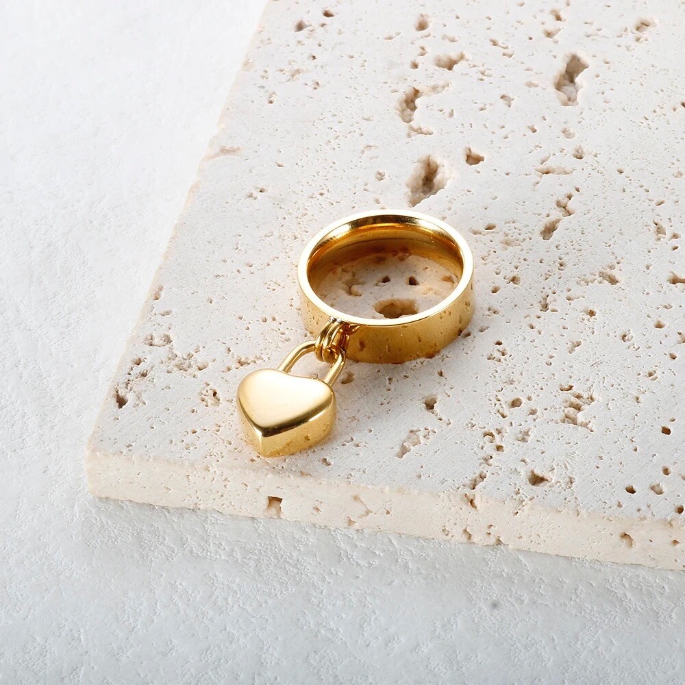ZARD Dangling Heart Charm Ring in 18K Gold Vermeil | eBay