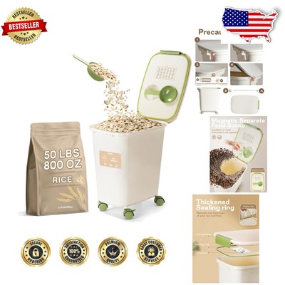 Clear 50Lbs Rice and Flour Bin - Airtight, Stackable & Portable Storage Solution
