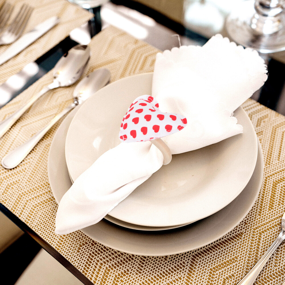 8 Pcs Valentine's Day Napkin Rings Cloth Red Napkins Holder for Table
